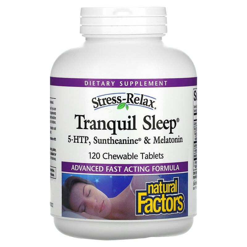 Natural Factors Stress-Relax Tranquil Sleep 5-HTP Suntheanine & Melatonin 120 Chewable Tablets 8 Thực phẩm chức năng Natural Factors Stress-Relax Tranquil Sleep 5-HTP Suntheanine & Melatonin 120 Chewable Tablets 068958028439