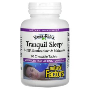 Thực phẩm chức năng Natural Factors Stress-Relax Tranquil Sleep 60 Chewable Tablets 068958028316