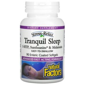 Thực phẩm chức năng Natural Factors Stress-Relax Tranquil Sleep 90 Enteric Coated Softgels 068958028309