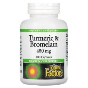 Thực phẩm chức năng Natural Factors Turmeric & Bromelain 450 mg 180 Capsules 068958017396