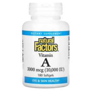Thực phẩm chức năng Natural Factors Vitamin A 3000 mcg (10.000 IU) 180 Softgels 068958010410