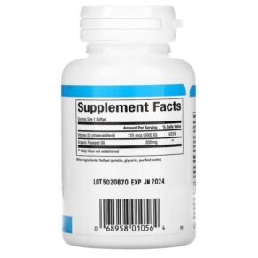 Thực phẩm bổ sung Natural Factors Vitamin D3 125 mcg (5.000 IU) 120 Softgels 068958010564