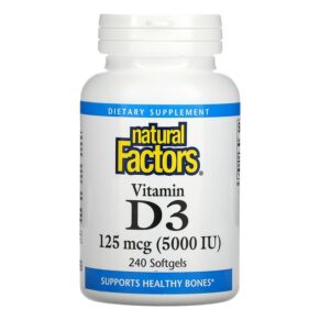 Thực phẩm chức năng Natural Factors Vitamin D3 125 mcg (5.000 IU) 240 Softgels 068958010618