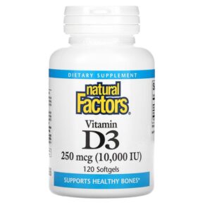 Thực phẩm chức năng Natural Factors Vitamin D3 250 mcg (10.000 IU) 120 Softgels 068958010649