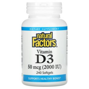 Thực phẩm chức năng Natural Factors Vitamin D3 50 mcg (2.000 IU) 240 Softgels 068958010632