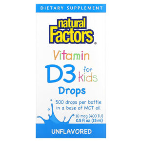 Thực phẩm chức năng Natural Factors Vitamin D3 Drops for Kids Unflavored 10 mcg (400 IU) 0.5 fl oz (15 ml) 068958010588