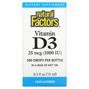Thực phẩm chức năng Natural Factors Vitamin D3 Drops Unflavored 25 mcg (1.000 IU) 0.5 fl oz (15 ml) 068958010557