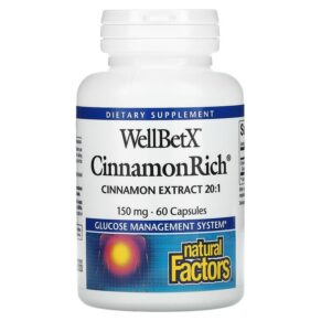 Thực phẩm chức năng Natural Factors WellBetX CinnamonRich 150 mg 60 Capsules 068958035901