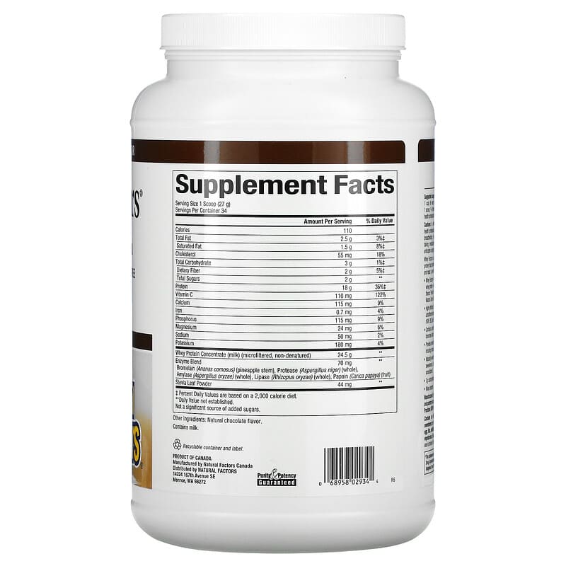 Natural Factors Whey Factors Grass Fed Whey Protein Natural Double Chocolate 2 lb (907 g) 2 Thực phẩm bổ sung Natural Factors Whey Factors Grass Fed Whey Protein Natural Double Chocolate 2 lb (907 g) 068958029344