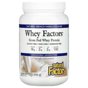 Thực phẩm chức năng Natural Factors Whey Factors Grass Fed Whey Protein Natural French Vanilla 12 oz (340 g) 068958029269