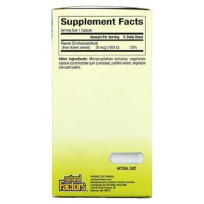 Thực phẩm bổ sung Natural Factors Whole Earth & Sea Vegan Bioenhanced Vitamin D3 25 mcg (1.000 IU) 90 Vegetarian Capsules 068958355122