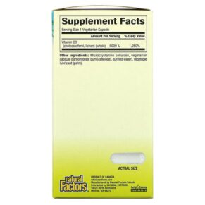 Thực phẩm bổ sung Natural Factors Whole Earth & Sea Vegan Bioenhanced Vitamin D3 5.000 IU 60 Vegetarian Capsules 068958355160