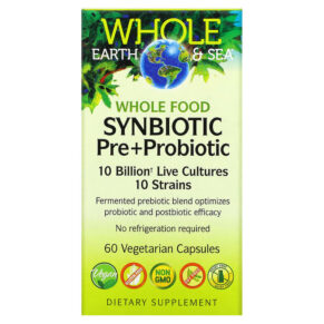 Thực phẩm chức năng Natural Factors Whole Earth & Sea Whole Food Synbiotic Pre+Probiotic 10 Billion 60 Vegetarian Capsules 068958355566