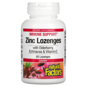 Thực phẩm chức năng Natural Factors Zinc Lonzenges With Elderberry Echinacea & Vitamin C Cherry 60 Lozenges 068958016894