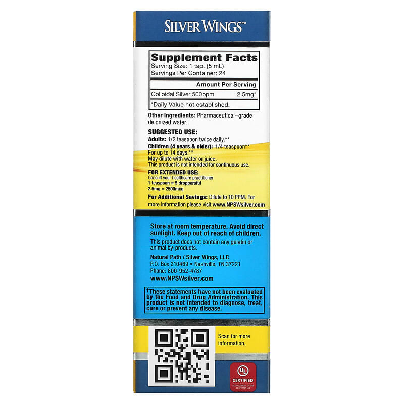 Natural Path Silver Wings Colloidal Silver Extra Strength 500 PPM 4 fl oz (120 ml) 2 Thực phẩm bổ sung Natural Path Silver Wings Colloidal Silver Extra Strength 500 PPM 4 fl oz (120 ml) 613405610660