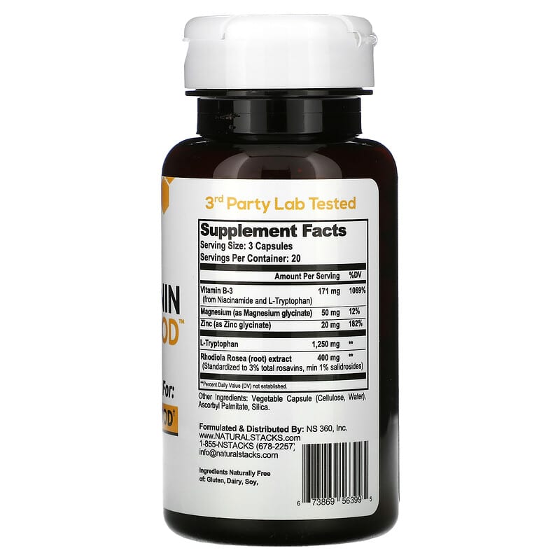 Natural Stacks Serotonin Brain Food 60 Vegetarian Capsules 2 Thực phẩm bổ sung Natural Stacks Serotonin Brain Food 60 Vegetarian Capsules 673869563995