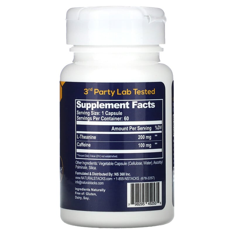 Natural Stacks Smart Caffeine With L-Theanine 60 Vegetarian Capsules 2 Thực phẩm bổ sung Natural Stacks Smart Caffeine With L-Theanine 60 Vegetarian Capsules 798295452535