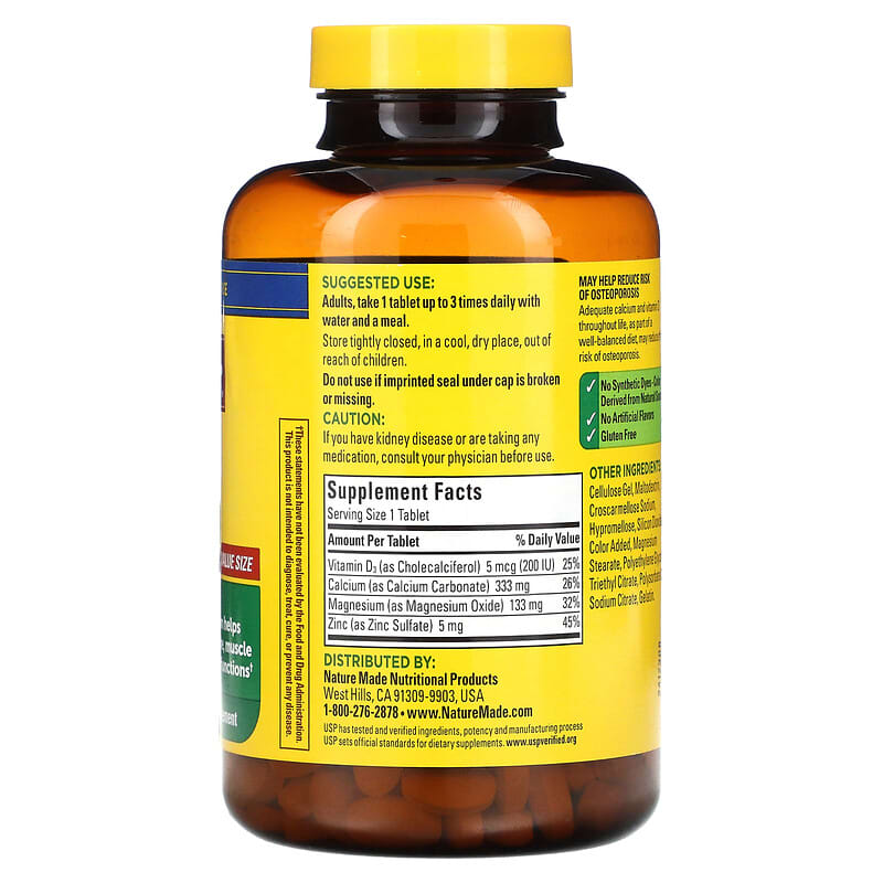 Nature Made Calcium Magnesium Zinc with Vitamin D3 300 Tablets 2 Thực phẩm bổ sung Nature Made Calcium Magnesium Zinc with Vitamin D3 300 Tablets 031604018931