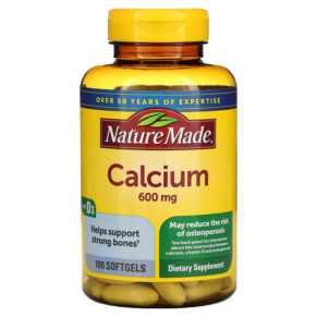 Thực phẩm chức năng Nature Made Calcium with Vitamin D3 600 mg 100 Softgels 031604025083