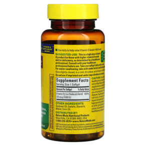 Thực phẩm bổ sung Nature Made D3 Extra Strength 125 mcg (5.000 IU) 90 Softgels 031604026219