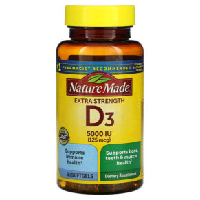 Thực phẩm chức năng Nature Made D3 Extra Strength 125 mcg (5.000 IU) 90 Softgels 031604026219