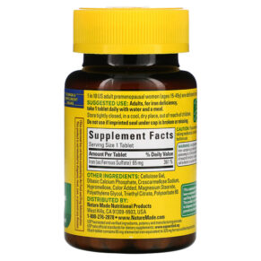 Thực phẩm bổ sung Nature Made Iron 65 mg 180 Tablets 031604026127