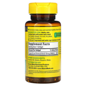 Thực phẩm bổ sung Nature Made Vitamin D3 2.000 IU (50 mcg) 90 Softgels 031604025854