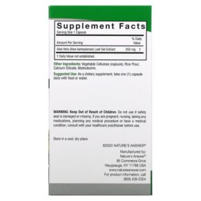 Thực phẩm bổ sung Nature's Answer Aloe Vera Phytogel 250 mg 90 Vegetarian Capsules 083000161148