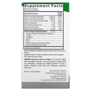 Thực phẩm bổ sung Nature's Answer Bilberry Vision Complex 60 Vegetarian Capsules 083000160110