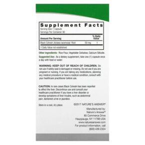 Thực phẩm bổ sung Nature's Answer Black Cohosh Full Spectrum Herb 50 mg 90 Vegetarian Capsules 083000161261