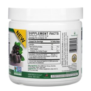 Thực phẩm bổ sung Nature's Answer Black Elderberry Sambucus Daily Gummies 2X Strength 3.200 mg 45 Pectin Gummies 083000269165