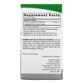 Thực phẩm bổ sung Nature's Answer Forskohlii 250 mg 60 Vegetarian Capsules 083000163821