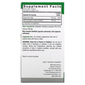 Thực phẩm bổ sung Nature's Answer Kelp Thallus 100 Veggie Capsules 083000162909
