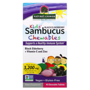 Thực phẩm chức năng Nature's Answer Kid's Sambucus Chewables Black Elderberry + Vitamin-C and Zinc 45 Chewable Tablets 083000262692