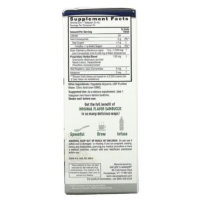Thực phẩm bổ sung Nature's Answer Melatonin Sambucus Nighttime Sleep and Immune Support 4 fl oz (120 ml) 083000260384