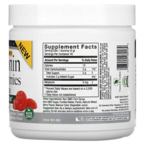 Thực phẩm bổ sung Nature's Answer Melatonin Sleep Gummies Extra Strength Mixed Berry 5 mg 45 Pectin Gummies 083000269189