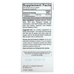 Thực phẩm bổ sung Nature's Answer Methyl B12 2500 Liquid Spray Raspberry 1 fl oz (30 ml) 083000261060
