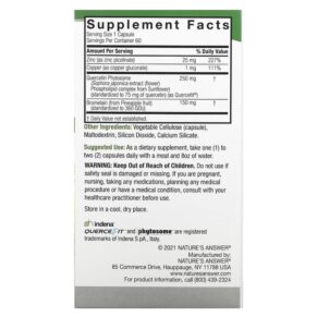 Thực phẩm bổ sung Nature's Answer Quercetin Blend 250 mg 60 Vegetarian Capsules 083000165313