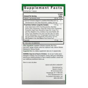 Thực phẩm bổ sung Nature's Answer Resveratrol 637 mg 60 Vegetarian Capsules 083000261794