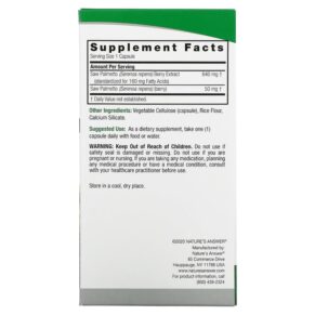 Thực phẩm bổ sung Nature's Answer Saw Palmetto Standardized 690 mg 120 Vegetarian Capsules 083000164316