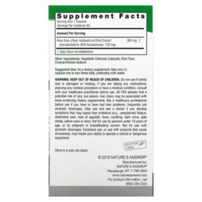 Thực phẩm bổ sung Nature's Answer Standardized Kava-6 90 Vegetarian Capsules 083000164057