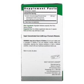 Thực phẩm bổ sung Nature's Answer Turmeric-3 90 Vegetarian Capsules 083000163418