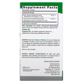 Thực phẩm bổ sung Nature's Answer Turmeric & Ginger 90 Vegetarian Capsules 083000265945