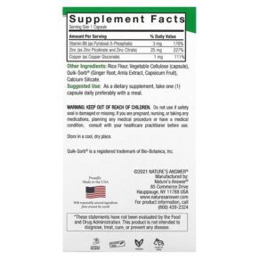 Thực phẩm bổ sung Nature's Answer Zinc Plus 25 mg 60 Vegetarian Capsules 083000165702