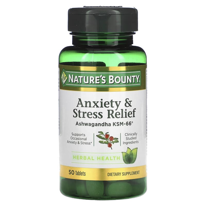 Nature's Bounty Anxiety & Stress Relief Ashwagandha KSM-66 50 Tablets 8 Thực phẩm chức năng Nature's Bounty Anxiety & Stress Relief Ashwagandha KSM-66 50 Tablets 074312004919