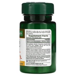Thực phẩm bổ sung Nature's Bounty B-12 Natural Cherry 2.500 mcg 75 Quick Dissolve Tablets 074312589119