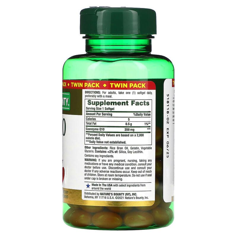 Nature's Bounty Co Q-10 Twin Pack 200 mg 2 Bottles 80 Rapid Release Softgels Each 2 Thực phẩm bổ sung Nature's Bounty Co Q-10 Twin Pack 200 mg 2 Bottles 80 Rapid Release Softgels Each 074312793400