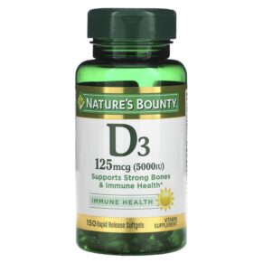 Thực phẩm chức năng Nature's Bounty D3 125 mcg (5.000 IU) 150 Rapid Release Softgels 074312193774