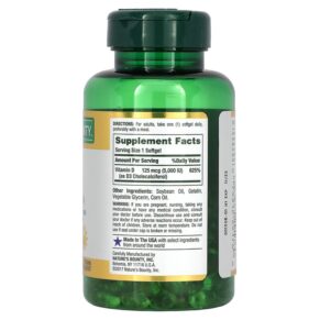 Thực phẩm bổ sung Nature's Bounty D3 125 mcg (5.000 IU) 240 Rapid Release Softgels 074312291760