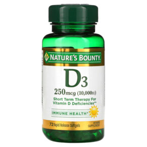 Thực phẩm chức năng Nature's Bounty D3 250 mcg (10.000 IU) 72 Rapid Release Softgels 074312358739